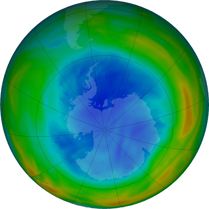 Antarctic ozone map for 14 August 2018